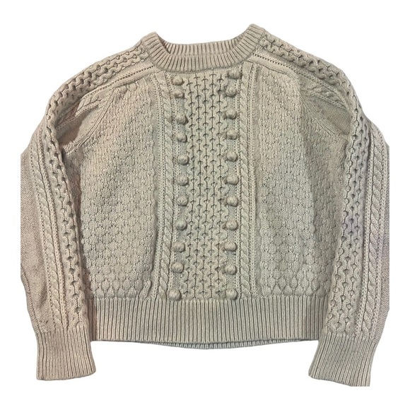 J Crew Popcorn cable-knit sweater Sz L Pebble - Picture 3 of 8